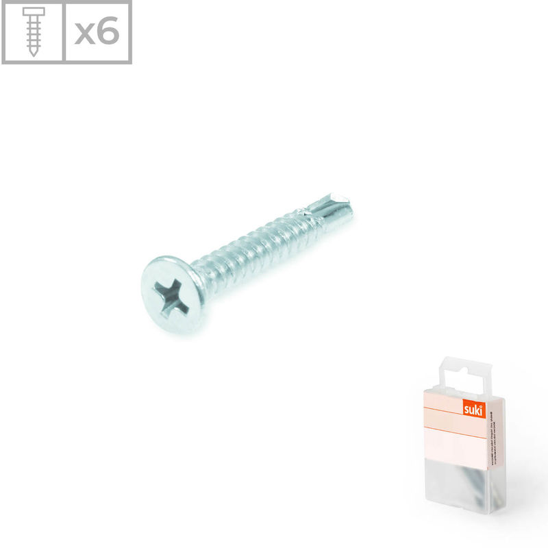 

Suki - 6 Tornillos auto-taladrantes avellanados de acero zincado y 4,2x16mm