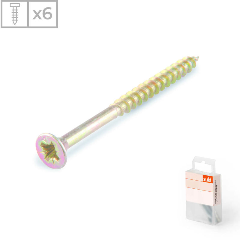 

Suki - Pack 6 Tornillos para Madera con Cabeza Avellanada | Fabricado en Acero Zincado | Medidas 4,5x70mm