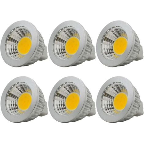 6 unités, Ampoule LED MR16/GU5.3 COB Lampe Bulb, 3W / 210lm, DC 12V, Blanc Chaud 2700K, Équivalent à Ampoule Halogène 20W, ø50x52, 90° Angle de faisceau [Classe énergétique A+]