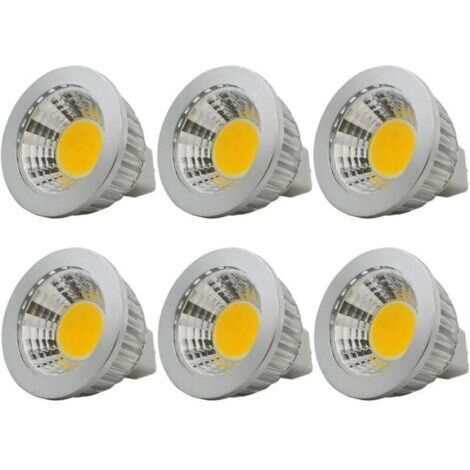 6 unités, Ampoule LED MR16/GU5.3 COB Lampe Bulb, 3W / 210lm, DC 12V, Blanc Chaud 2700K, Équivalent à Ampoule Halogène 20W, ø50x52, 90° Angle de faisceau [Classe énergétique A+]
