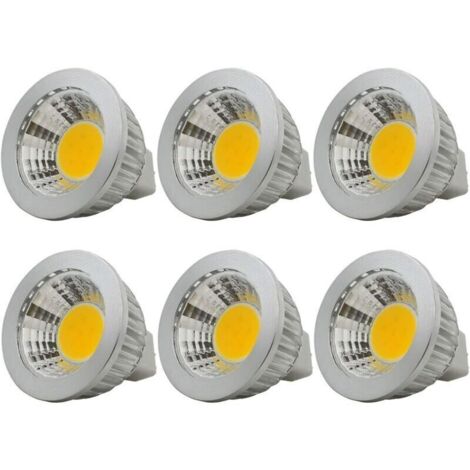 6 unités, Ampoule LED MR16/GU5.3 COB Lampe Bulb, 3W / 210lm, DC 12V, Blanc Chaud 2700K, Équivalent à Ampoule Halogène 20W, ø50x52, 90° Angle de faisceau [Classe énergétique A+]
