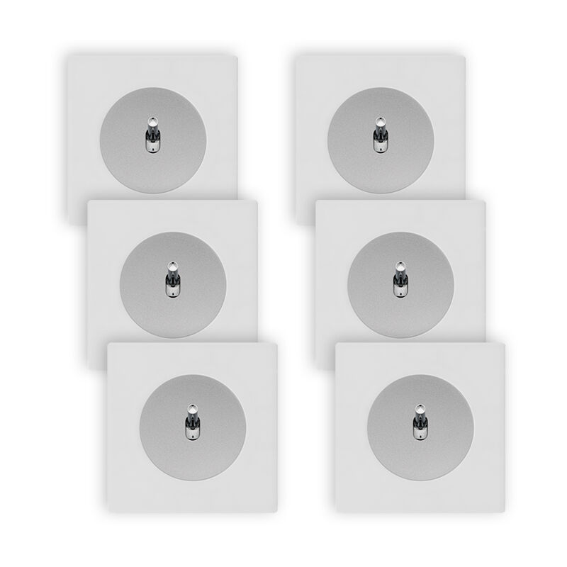 Fontini - 6 va-et-vient alu glossy dom + 6 plaques simples blanc