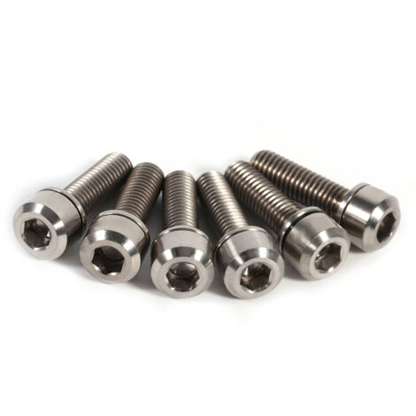 6 Vis en Titane M5 x 18mm pour Potence VTT avec Écrous et Rondelles Inclus