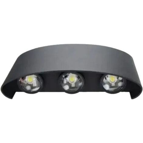 6-W-LED-Außenwandstrahler, 6 LEDs, IP65 wasserdicht, Aluminium, für Garten, Terrasse, Einfahrt, schwarz, 100–260 V Wechselstrom