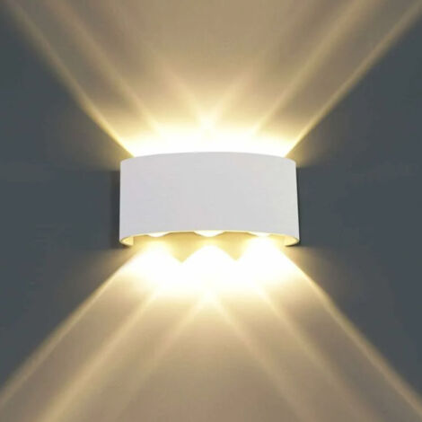 6-W-LED-Wandleuchte für den Innenbereich aus Aluminium, moderne Lampe mit indirekter Beleuchtung für Wohnzimmer, Schlafzimmer, Flur und Treppenhaus (Warmweiß) – Weiß
