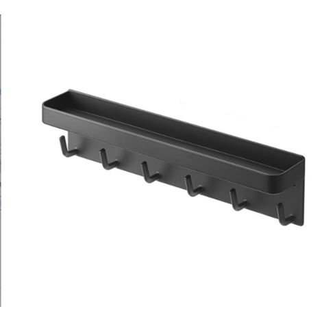 6 Wandhaken Schlüsselhalter, Multifunktional Selbstklebend oder Bohrmontage, Wandhalter für Schlüssel geeignet für Eingangsbereich, Küche, Büro, Badezimmer und Wohnzimmer (Schwarz)
