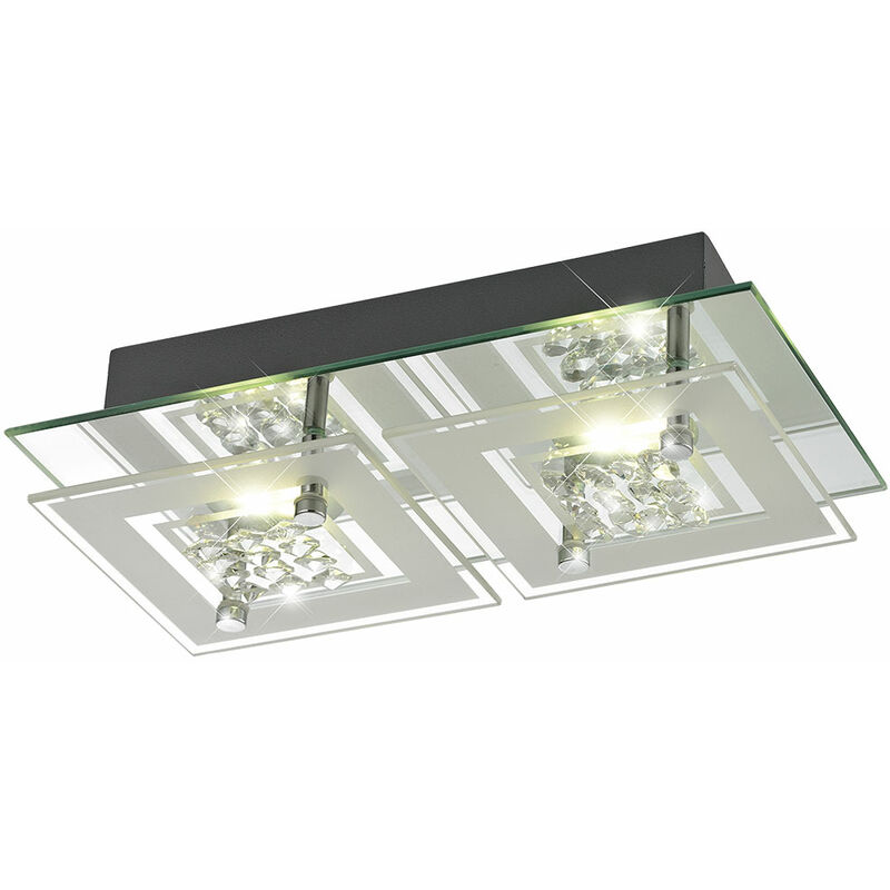 Image of 6 watt led plafoniera e applique lampada illuminazione cromo vetro satinato cristalli Esto 9740045-2 Miranda
