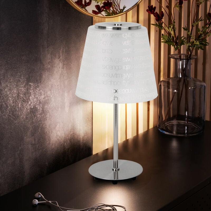 Image of Lampada da tavolo lampada da tavolo lampada da lettura lampada da soggiorno lampada da comodino ufficio, lettere vetro satinato trasparente, 1x LED