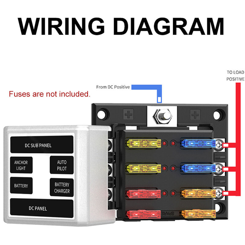 

6 way blade Bloque de fusibles Fusible cuadro titular Nueva 6 Circuito ATP / ATC / ATO con indicador LED ajustable 180 grados de rotacion de la