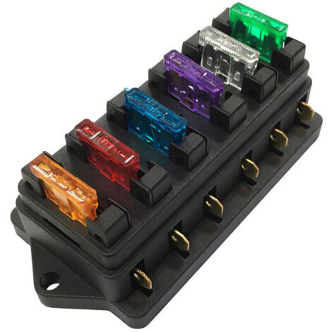 6-Way Car Vehicle Automotive Circuit Blade Fuse Block with 6 Standard Fuses - MSBD