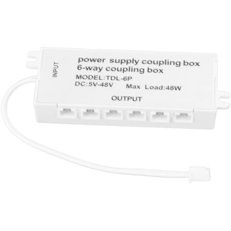 6 Way Coupling Box XH2.5 Port 48W 5‑48V Plug and Play Power Supply Junction Box for LED Light