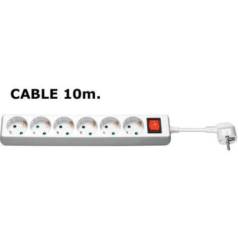 6-Way Schuko Socket 10M White
