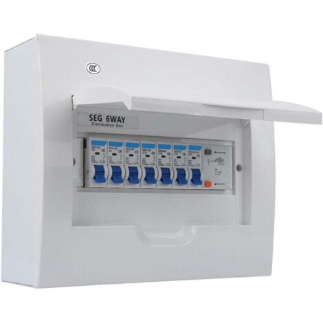 6-Wege-Leistungsschalter, Leckageschutz, 63 A, 30 mA, RCd4MCB (3 x 6 A, 2 x 16 A, 1 x 32 A)