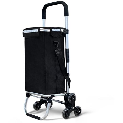 6-Wheel Aluminium Shopping Trolley Foldable 3-in-1 Stair Climbing Waterproof 58L Compartment