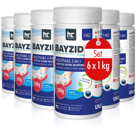6 x 1 kg Galets de chlore multifonction (200g)