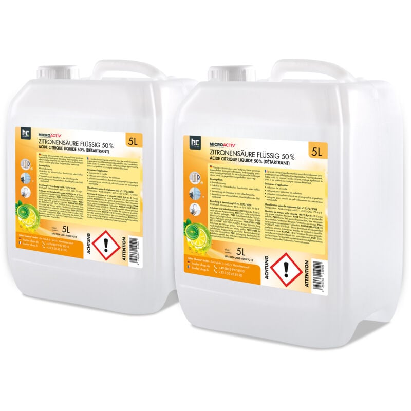 Höfer Chemie Acide Citrique Liquide 50% Microactiv® détartrant en bidon de 5 l 10 l (en)