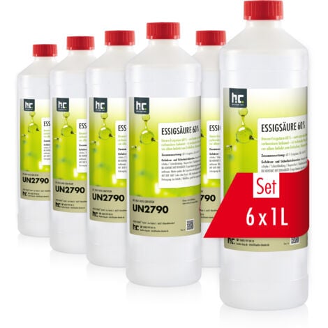 6 x 1 Liter Essigsäure 60% in 1 L Flaschen