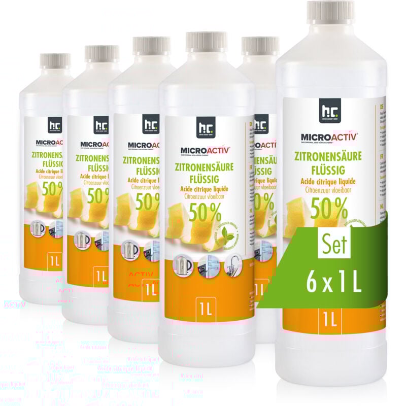 Microactiv Zitronensäure 1x 1l flüssig - Entkalker Kaffeevollautomat, Kaffeemaschine - Reinigungsmittel für Haushalt, Küche & Bad - biologisch