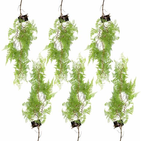 6 x 100cm Artificial Hanging Maidenhair Fern Plant Light Green