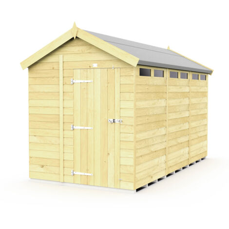 6 x 12 Feet Apex Security Shed - Single Door - Wood - L358 x W175 x H217 cm