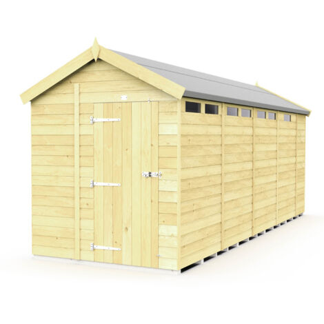 6 x 17 Feet Apex Security Shed - Single Door - Wood - L503 x W175 x H217 cm
