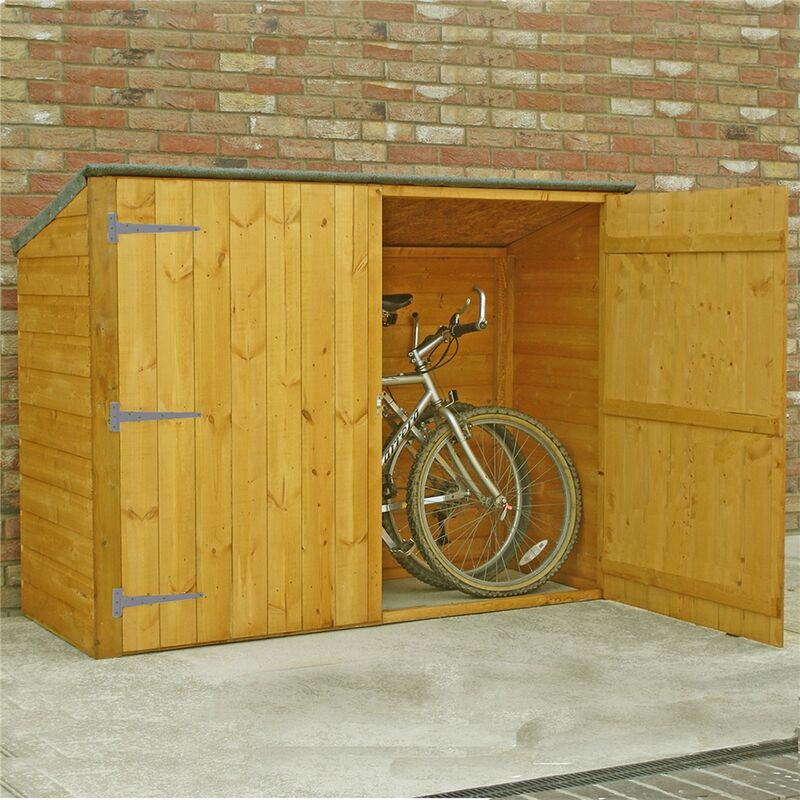 6 x 2 (1.85m x 0.63m) - Tongue And Groove - Pent Bike Store - Double Doors - No Floor
