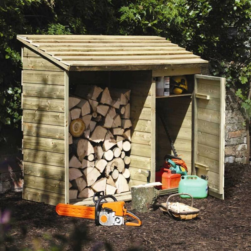 Timber Combination Log and Tool Store Twin Storage Space