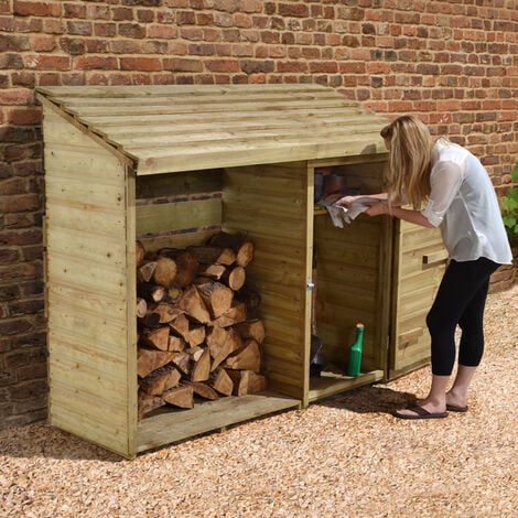 6' x 2' Forest Large Log Store Tool Shed (1.76x0.69m)