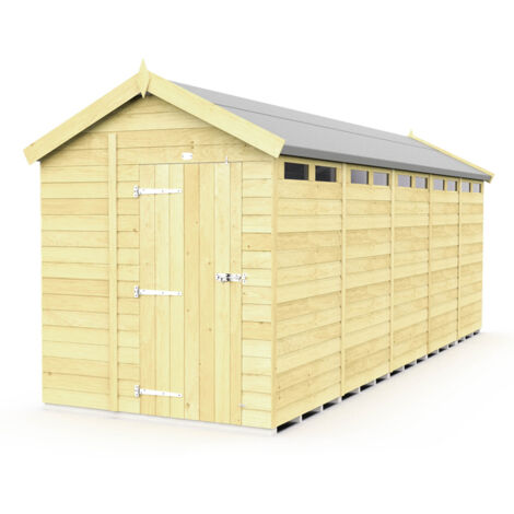 6 x 20 Feet Apex Security Shed - Single Door - Wood - L590 x W175 x H217 cm