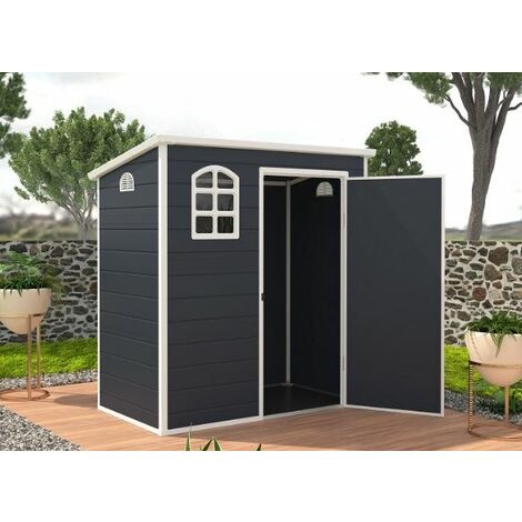 6 x 3 Plastic Pent Shed - Dark Grey with Foundation Kit (included)