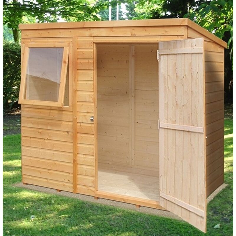 Oakhams - 6 x 4 (1.16m x 1.77m) - Tongue And Groove - Pent Garden Shed / Workshop - 1 Opening Window - Single Door - 12mm Tongue + Groove Floor