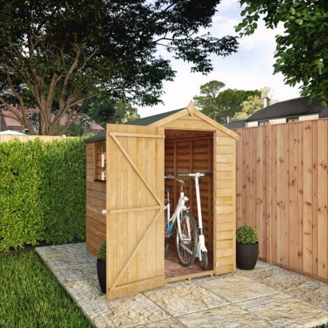 6 x 4 Feet Overlap Apex Shed - Timber - L181.8 x W131.8 x H185.5 cm - Brown