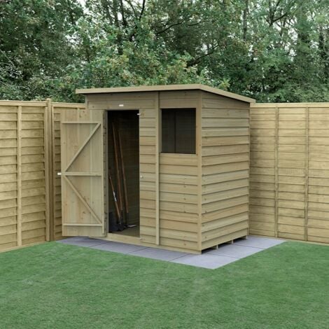 FOREST GARDEN 6' x 4' Forest 4Life 25yr Guarantee Overlap Pressure Treated Pent Wooden Shed (1.98m x 1.4m)