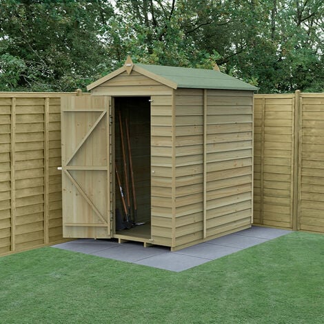 FOREST GARDEN 6' x 4' Forest 4Life 25yr Guarantee Overlap Pressure Treated Windowless Apex Wooden Shed (1.88m x 1.34m)