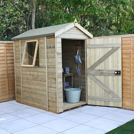 6' x 4' Forest Premium Tongue & Groove Pressure Treated Apex Shed (1.93m x 1.33m) - Natural Timber