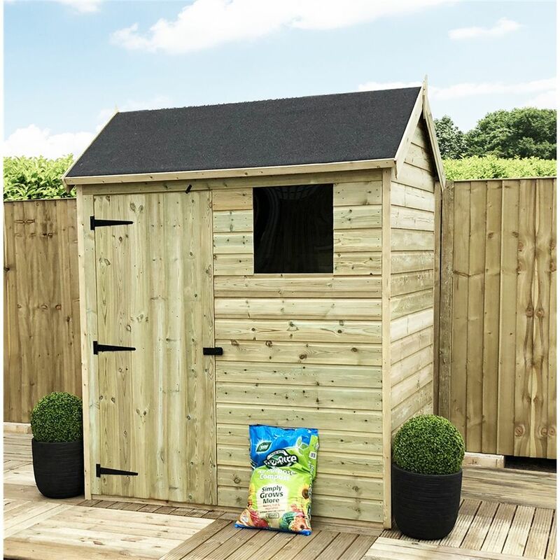 Marlborough Premier Apex Sheds(bs) - 6 x 4 Reverse Apex Premier Pressure Treated Tongue And Groove Shed With Higher Eaves And Ridge Height + 1