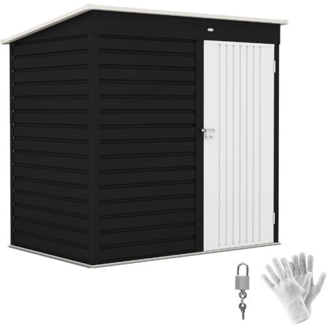 6 x 4ft Metal Garden Storage Shed, Outdoor Tool Storage Shed with Lockable Door and Gloves for Garden, Patio, Dark Grey