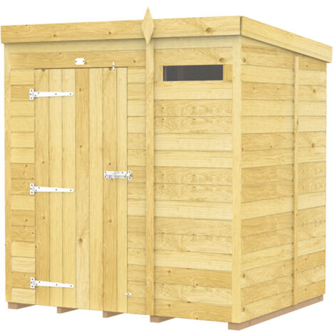 6 x 5 Feet Pent Security Shed - Single Door - Wood - L147 x W185 x H201 cm