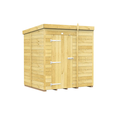 6 x 5 Feet Pent Shed - Single Door Without Windows - Wood - L147 x W185 x H201 cm
