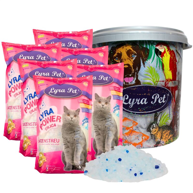 6 x 5 litres Lyra Pet Lyra Power Silica Silikat Litière pour chats dans un bac de 30 l