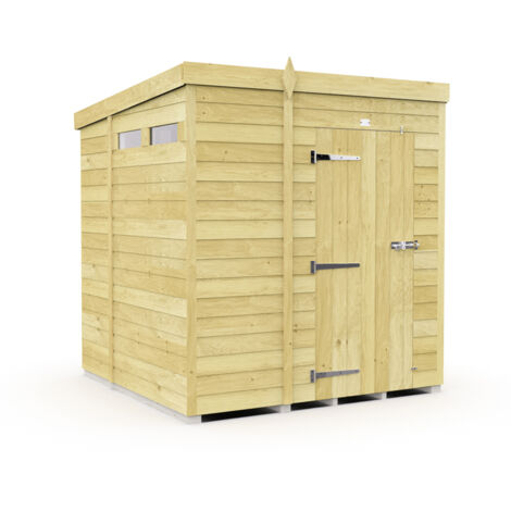 6 x 6 Feet Pent Security Shed - Single Door - Wood - L178 x W185 x H201 cm