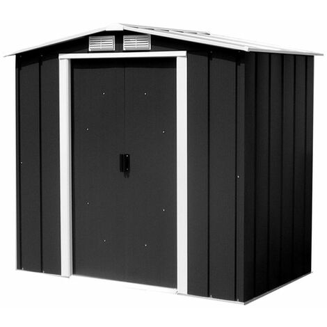 main image of "6 x 6 Value Apex Metal Shed - Anthracite Grey (2.02m x 1.82m)"