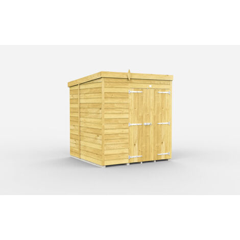 6 x 7 Feet Pent Shed - Double Door Without Windows - Wood - L214 x W185 x H201 cm
