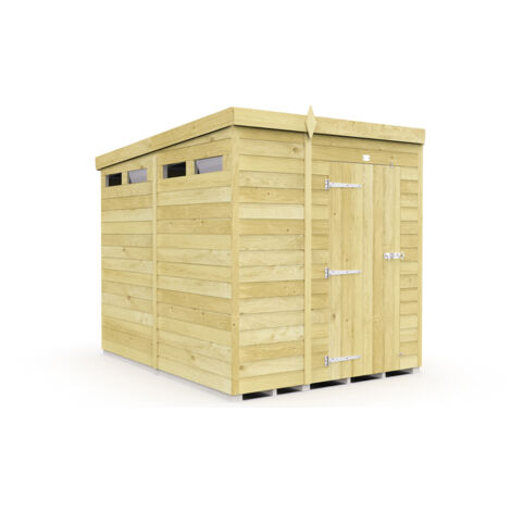 6 x 8 Feet Pent Security Shed - Single Door - Wood - L231 x W185 x H201 cm