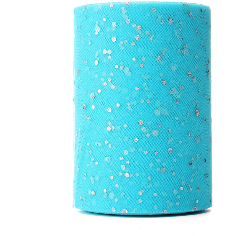 

6 '' x 85 Yds Cinta Tutu Rollo De Tul Lentejuelas Carrete Deco Boda Fiesta Coche Azul Claro