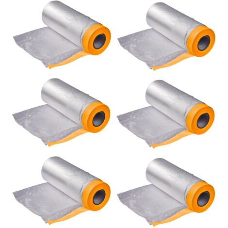 6 x Abdeckfolie mit Fineline Malerband Klebeband Kreppband mit Folie 270cm x 16m