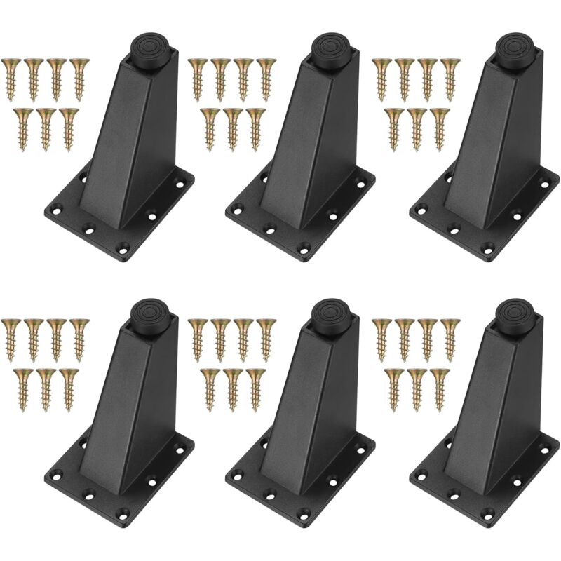 6 x Adjustable Furniture Legs, Black Metal Table Legs for Table, Cabinets, Kitchen, Sofa, Office, 92 mm