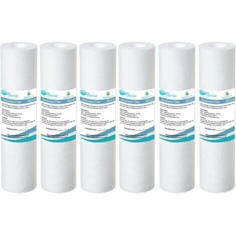 6 x AquaHouse 10" Cartouche de filtre à eau de sédiment pour l'osmose inverse, l'eau alimentée par le pôle et la filtration des particules, correspond à 10" boîtiers de filtre standard - 5 microns