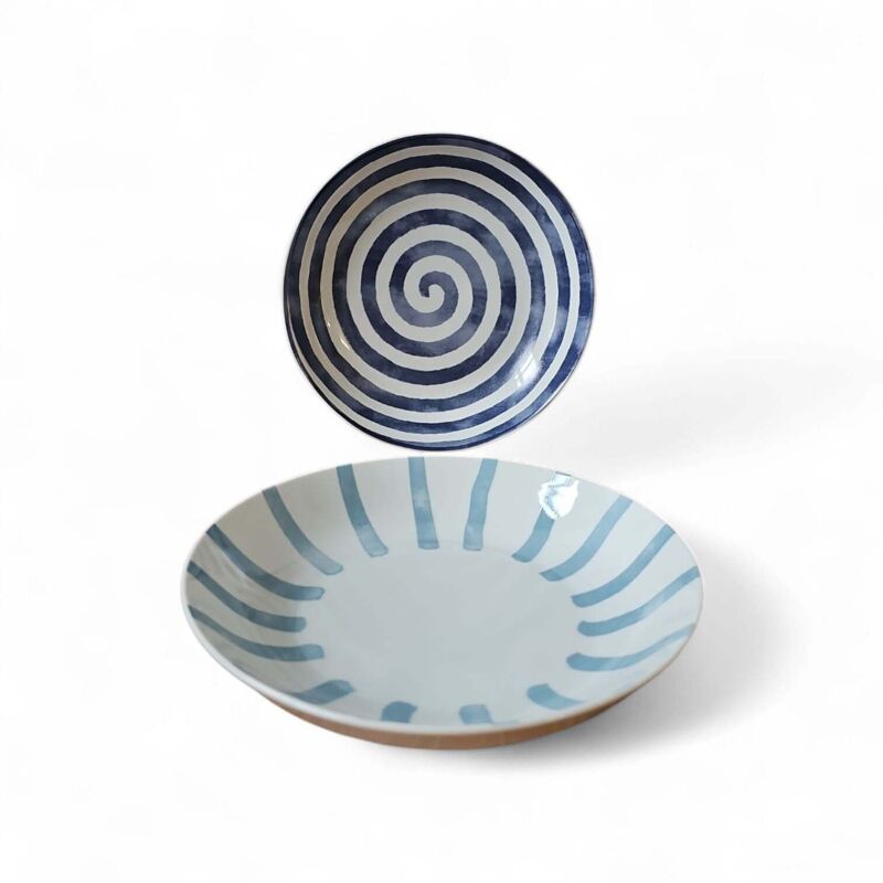 6 x assiettes creuses assorties en porcelaine LE CLUB - 20cm - H&H