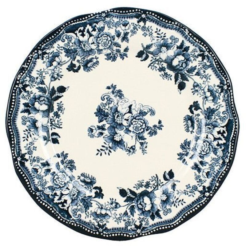 6 x assiettes plates FAUSTINE bleues - Porcelaine - 26cm - Novastyl